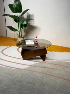 Musisen โต๊ะกาแฟ โต๊ะข้าง โต๊ะรับแขก ผลิตจากไม้เเท้ 70ซม โต๊ะกระจก