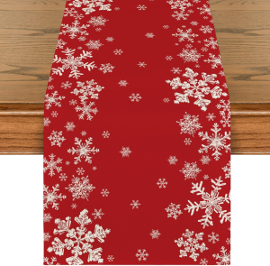 VIKAMA Christmas Winter Table Runner Christmas Kitchen Table Decoration Cabinets and Tabletops Tablecloth Home Decoration
