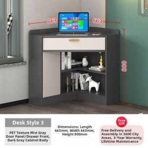 QIANGXIANG | L-shaped Corner Desk with Shelf Multifunctional for Students and Homes