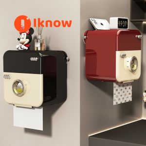 Tôi Biết Hộp đựng giấy vệ sinh vệ sinh treo tường phong cách retro với núm hút cao su chất liệu nhựa ABS không khoan cần thiết cho phòng tắm và nhà vệ sinh sử dụng