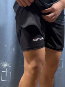 สีเทา สีดำ กางเกงขาสั้น ระบายอากาศ แห้งเร็ว เหมาะกับการวิ่ง กางเกงกีฬา เข้าฟิตเนส เข้าได้กับทุกชุด