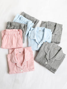 Pure Cotton Spring Summer Autumn Youth Children Sleepwear Set Boys Cotton Muslin Home Clothes Parent-Child Matching Set