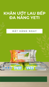 3 gói Khăn Lau Bếp khăn ướt Đa Năng gói 50 tờ khổ lớn ít nhờn Không bọt Khử mùi hiệu quả