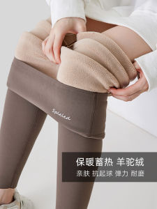 Womens Thickened Warmly Fleece Lined Camel Hair Shark Skin Pants Autumn Winter Trousers Slim Fit Base Layer Pants Casual Long Pants