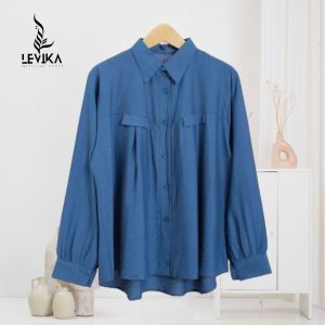 Kemeja Blouse Wanita Terbaru [Rayshaa] Polo Linen By Levika.co