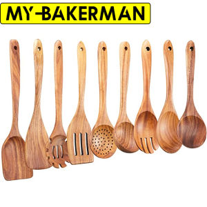 1-9Pcs/set Wooden Kitchen Utensils Set Wooden Spoons for Cooking UtensilsNatural Teak Wooden Spoons For Non-stick Pan Gift