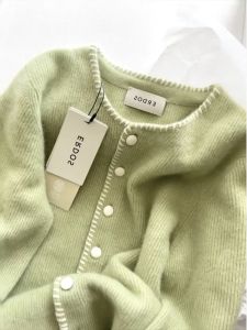 Áo Len Cardigan Dệt Kim Màu Xanh Lá Cây Mùa Thu Đầu Tiên Cho Nữ Dáng Rộng Dài Tay Áo Khoác Ngoài Cổ Tròn Nút Đơn