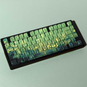 PBT Keycaps Double Print Dye-Sub Cherry Korean German Spanish Russian Custom Green Keycap For Keyboard GameWooting DrunkDeer