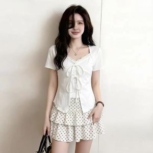 AIYITI | Lace-spliced Illusion Two-piece Slim T-shirt