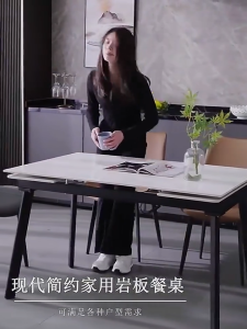 Sintered stone Dining Table Extendable Dining Table Set Chairs 1m-2m Nordic Stone Slab For HDB BTO Condo Landed