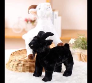 Plush Goat Toy Soft Fluffy 18cm Baby Goat Plush Doll Horned Sheep Soft Stuffed Animal Goat Cuddly Farm Animal for Kids And Adult