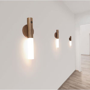 Rechargeable Wall Lamp USB Charging Night Light LED Wood Wall Light Kitchen Cabinet Closet light Table Move Lamp Bedside Bedroom