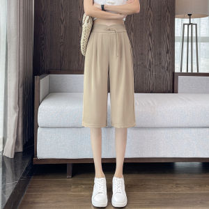 New Chinese Style Wide Leg Pants Women Summer Thin Ice Silk Seven-Foot Pants Female 2025 New Style Chiffon Cool National Wind Suit Pants