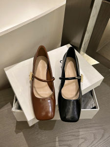 Mary Jane Womens Shoes Square Head Chunky Heel Commute Versatile Gentle Evening Shoes Fashionable Flat Mouth Single Shoes