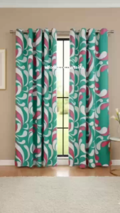 Nordic Style Retro Swirl Curtains - Vibrant Blue & Green Abstract Art Window Drapes - High Quality Ring Type Semi-Blackout Home Decor