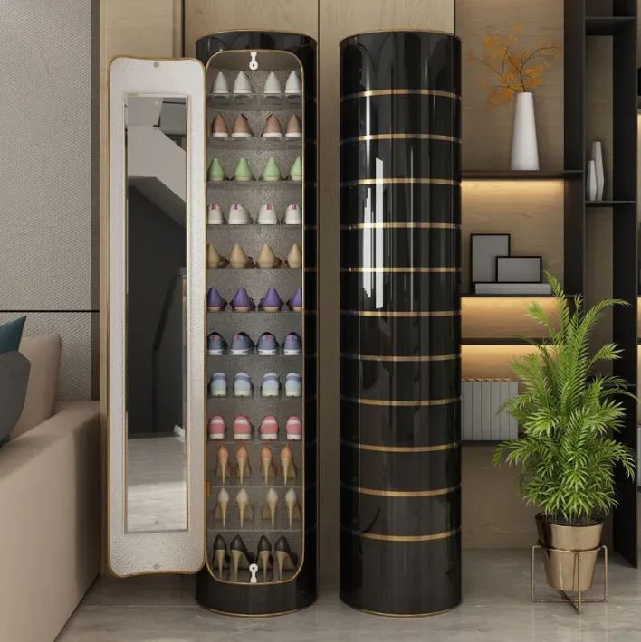 Shoes Storage with Mirror 24pairs Shoe rack rotating rack shoe