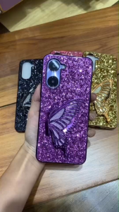 เคส รุ่น Y02 Y02A Y02T เคสโทรศัพท์ กากเพชร สายแฟชั่น สำหรับรุ่น VIVO Y02 Y02T Y02A กลิตเตอร์ ผีเสื้อ4สี หรูหรา วิบวับ ตั้งได้ กันกระแทก