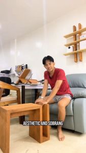 Modern S-shaped wooden book shelves side table bed side table tea table study table coffee table s-shaped table sofa corner Scandinavian furniture table modern minimalist wood table aesthetic bedroom furniture Japandi style side table contemporary woode