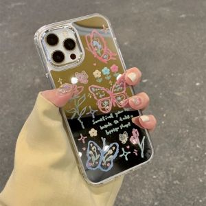 เคสโทรศัพท์ผีเสื้อกระจกสำหรับ Xiaomi รุ่น K90 K80 17 15 14 K60 13T Redmi Note11 12 Turbo ฝาป้องกันแบบใหม่พร้อมขาตั้ง