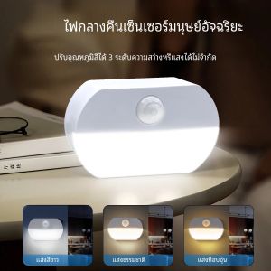 1/2/4pcs LED Night Light พร้อม Motion Sensor PIR แบตเตอรี่ AAA หรือชาร์จตู้โคมไฟสําหรับห้องครัวห้องน้ําตู้เสื้อผ้าบันได