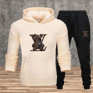 New Mens Printed Hooded Sweatshirt Set Soft Fabric Casual Streetwear Fitness Jogging Sportswear 2-Piece Outfit Comfortable