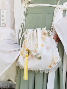 New Pearl Chain Hanfu Womens Bag Crossbody Tassel Fairy Handbag Creative Lotus Bag Artistic National Style Daily Match