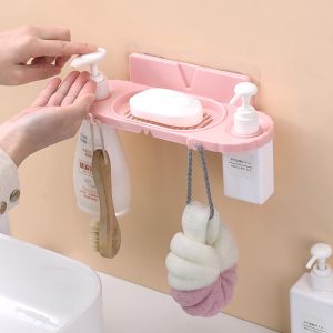 Khay Kệ Dán Tường Để Xà Phòng Có RãnhThoát Nước Có GiáTreo Dầu Gội