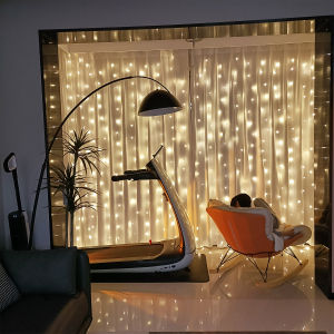 Window Curtain String Lights 8 Modes Light Fairy For Bedroom Plug In Usb 3m*3m 300 Led Copper Wire Hook Remote Party 300/200leds