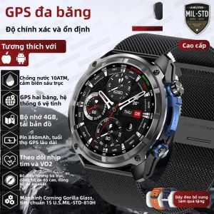 Đồng Hồ Thông Minh GPS Quân Sự T-Rex 3 Pro Chống Nước 10ATM Với Bản Đồ Ngoại Tuyến GNSS Băng Tần Kép La Bàn Pin 860mAh Thiết Bị Theo Dõi Thể Dục Dành Cho Android & iOS