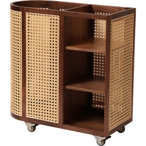FANHAN | Wheeled Wood Yoga Mat Storage Basket