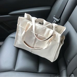 Trendy 2024 Student Canvas Tote Bag Large Capacity Single Shoulder Slant Cross Handbag Korean Style Pure Color Leisure Bag