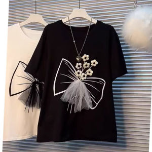 plus Size Womens T-Shirt Summer Design Loose Slimming Floral Print Short Sleeve Regular Fit round Neck Top for Heavy Women