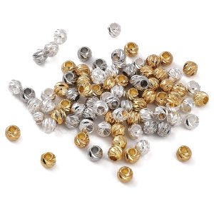 10pcs/bag 3-5mm Plated Brass Metal Round Loose Spacer Beads For DIY Jewelry Making Accessories