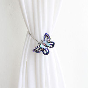 Modern Minimalist Cartoon Butterfly Water Diamond Curtain Ties No Punching Required Mosquito Net Binding Rope Hook