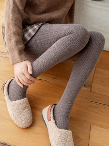 High Waist Fleece Lined Womens Base Layer Pants Elastic Slimming Outerwear Twisted Pantyhose Japanese Style Coffee Milk Color