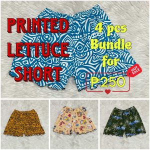 4 pcs Assorted Printed Lettuce Trim Short for women. Freesize.