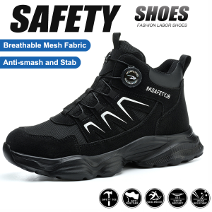 Rotating Button Safety Shoes Steel Toe Work Shoes for Men Construction Working Boots Indestructible New Safety Boots Men