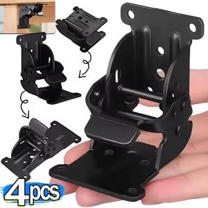 4sets Folding Bracket Iron Folding Lock Extension Table Chair Bed Leg Foldable Support Brackets Hinge Self Lock Hinges Hardware
