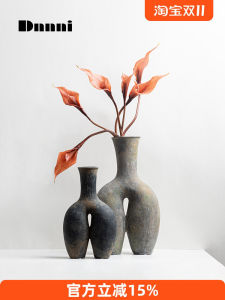 Dnnni Minimalist Figure Flower Vase Home Decorations Soft Decoration Sample Room Entrance Study Living Room Villa Creative Black Ceramic