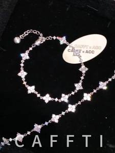 CAFFTI | Silver Sparkling Diamond Four-leaf Clover Womens Bracelet