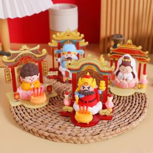 Chinese Deity Figurines Desk Organizer Creative Car Interior Zen Decor Office Stress Relief Ornament Car/Buddha Shrine Decor
