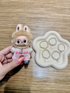 Mini Version Labubu Necklace Accessories Pearl Choker Cute Style Doll Clothes Fit 10cm Doll in Stock Plush Toy Accessories