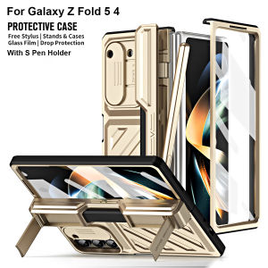For Samsung Galaxy Z Fold 6 Z Fold 5 Fold 4 Case Hinge Armor Shockproof Magnetic with S Pen Holder Kickstand Cover