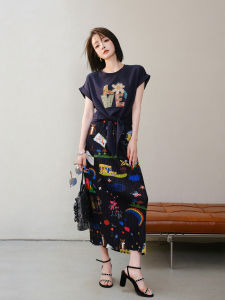 High Waist Artistic Fairy Tale Print Half Skirt