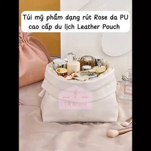 Túi Mỹ Phẩm Dạng Rút Rose Da PU Cao Cấp Du Lịch Leather Pouch