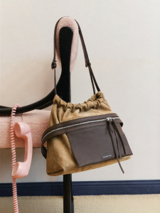 Cheese Roll Hobo Bag Satchel with Top Layer Nappa Leather
