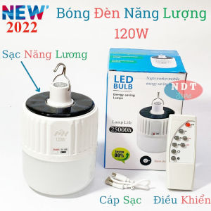 [BẢO HÀNH 6 THÁNG] bóng đèn tích điện 120w siêu sáng có điều khiển -REMOTE hỗ trợ sạc năng lượng mặt trời  sáng 4 chế độ chống nước tuyệt đối có móc treo tiện lợi