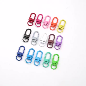 10Pcs Zinc Alloy Paint Keychain with 3 Points Small Door Buckle Small Shrimp Buckle Colorful Luggage Hardware Keychain
