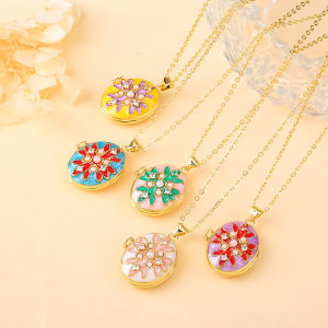 High-Quality Enamel Art Pearl Openable Photo Frame Pendant Necklace Creative for Women Girls Party Wedding Jewelry Birthday Gift