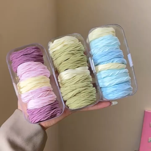 Karet Rambut Pastel Wave Ponytail Hair Tie Free Box Gelombang Warna Cerah Ikat Rambut Gaya Wanita Korea Dewasa Anak Premium Fashion